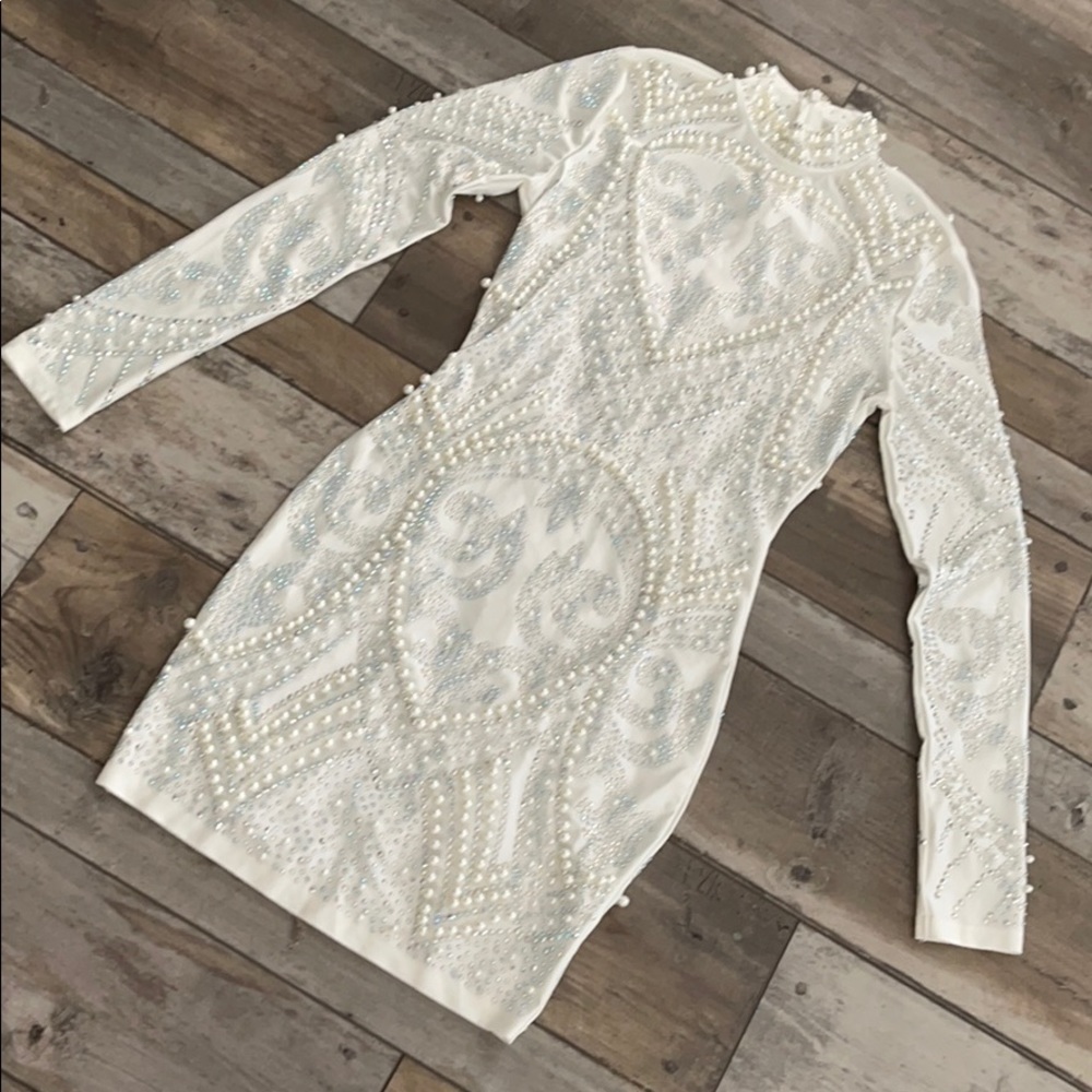 White embellished mini dress